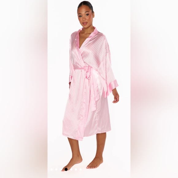 NWT Mumu x Curateur The Harlow Robe - Pink Stripe - Picture 1 of 10